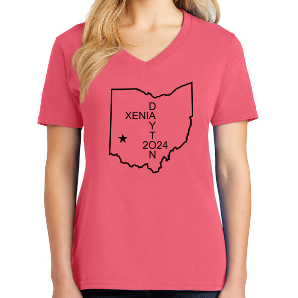 2024 Dayton/Xenia Hamvention Womens V Neck Tee Thumbnail